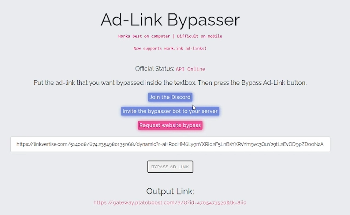 Ad-link bypass key