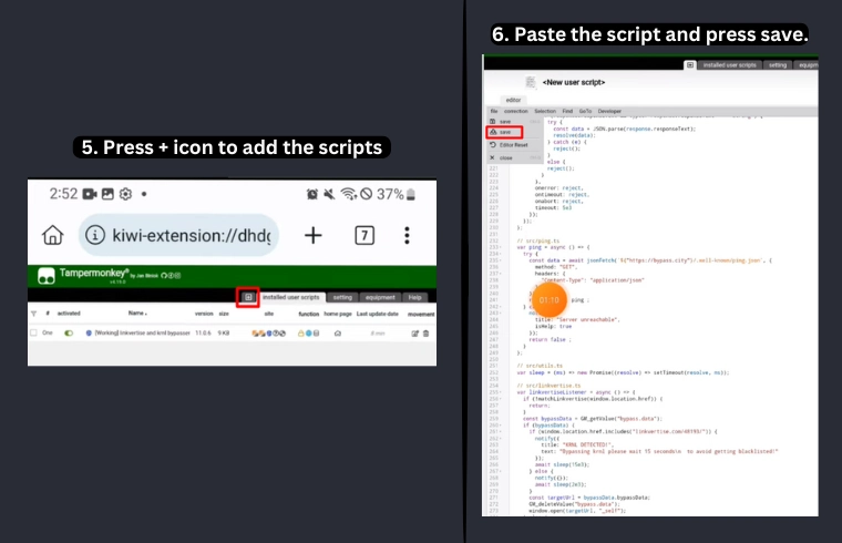 Paste the script and save it.