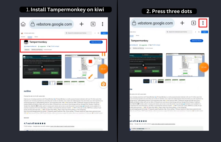 Install the extension and open options