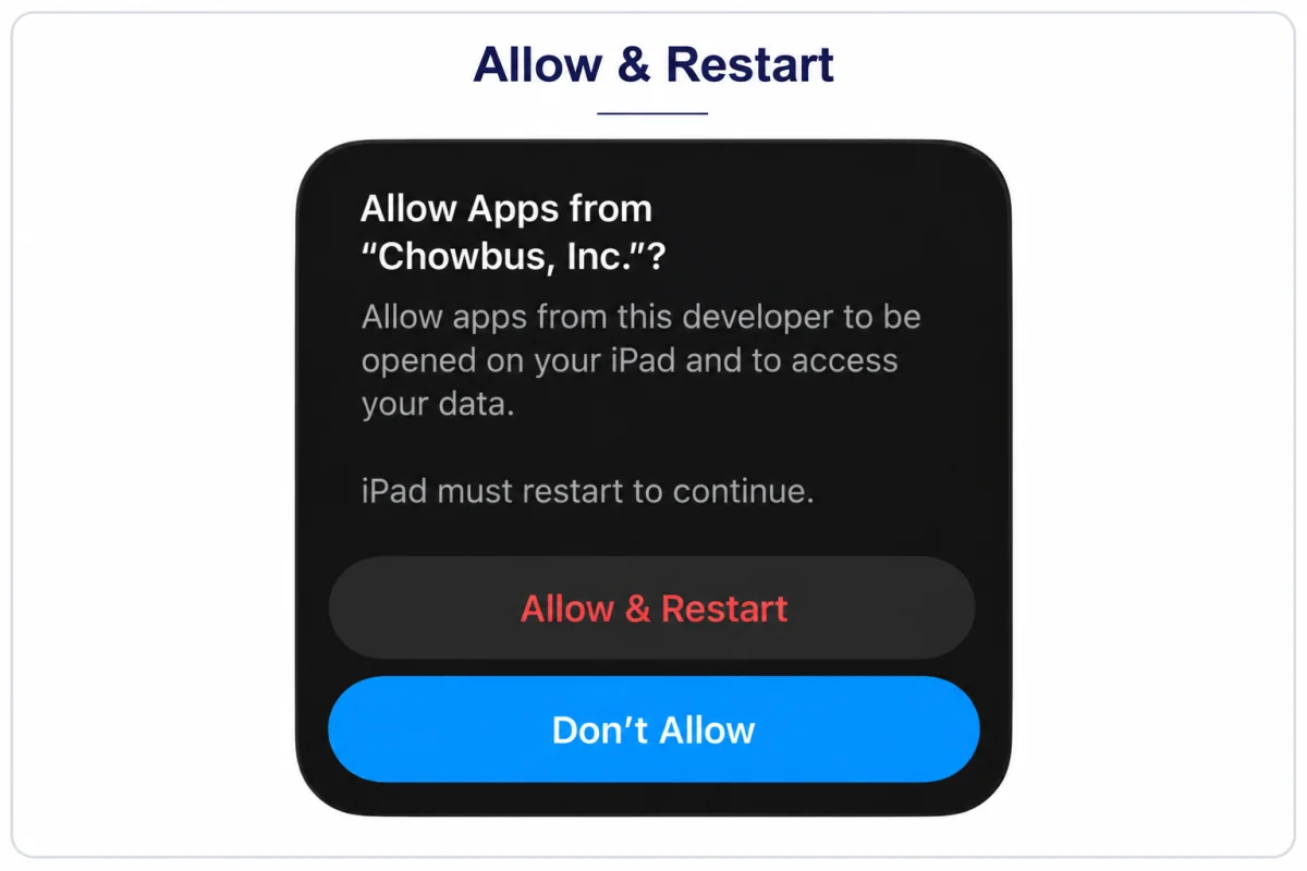 Allow & Restart on iPad