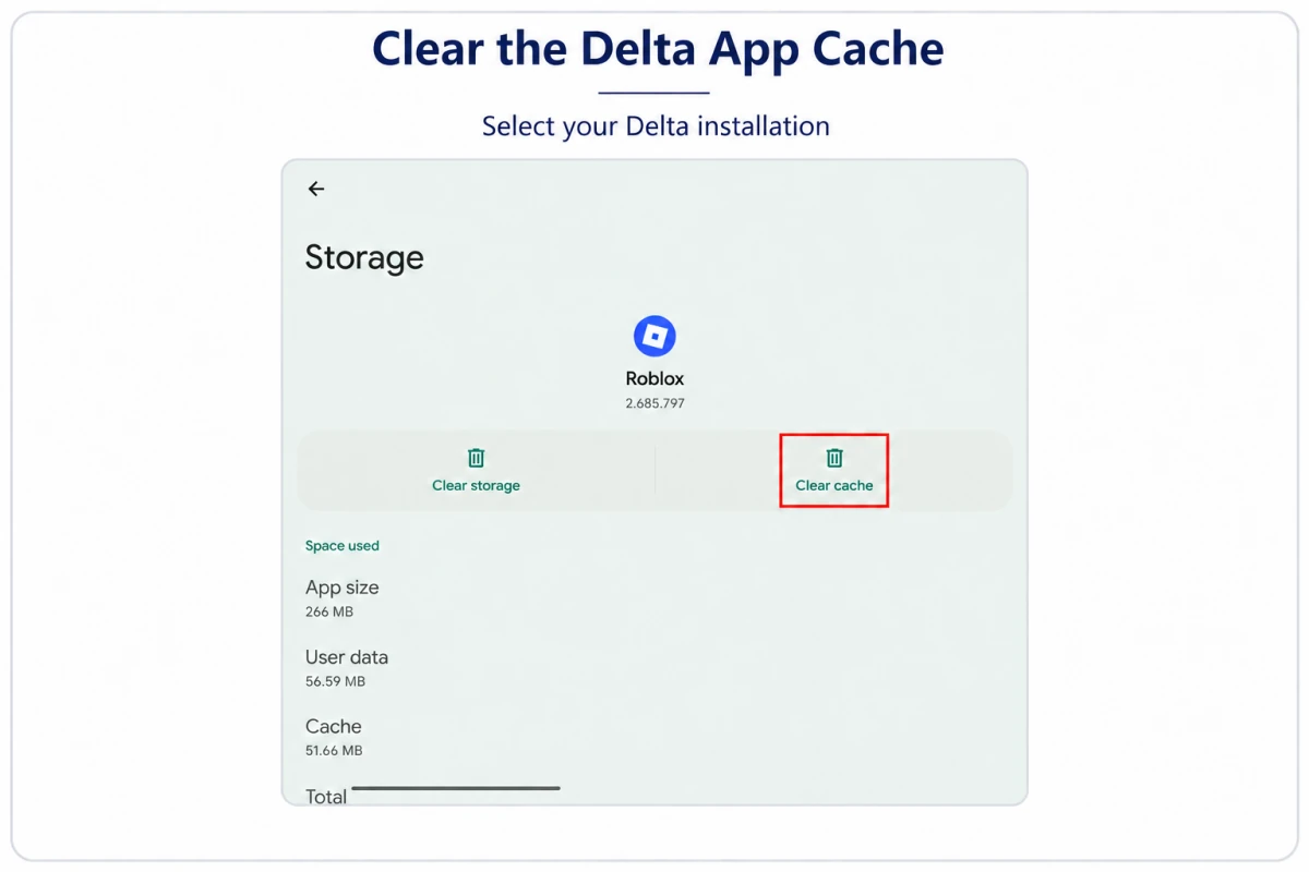 Clear the Delta app cache