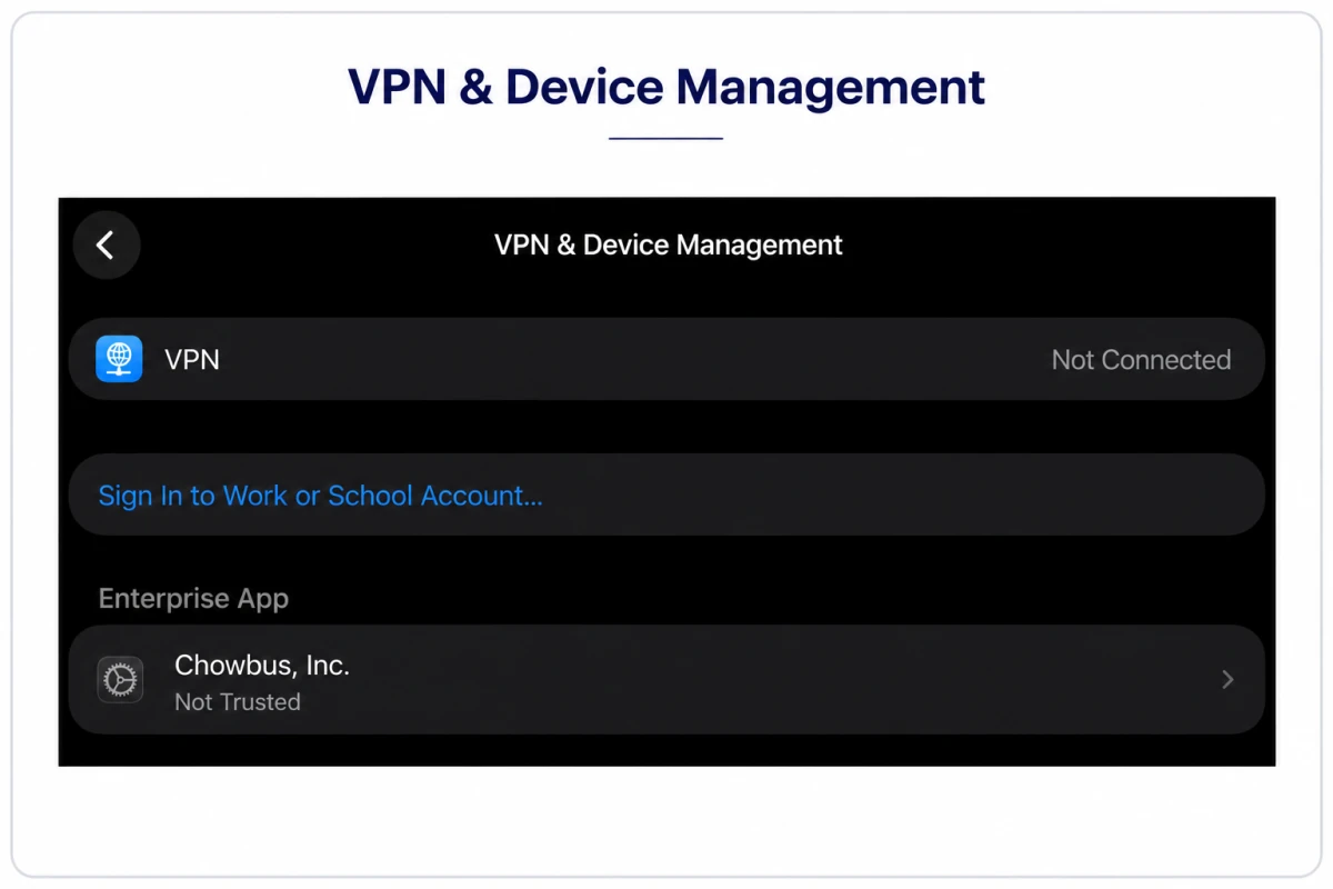 Enterprise App in VPN & Device Management