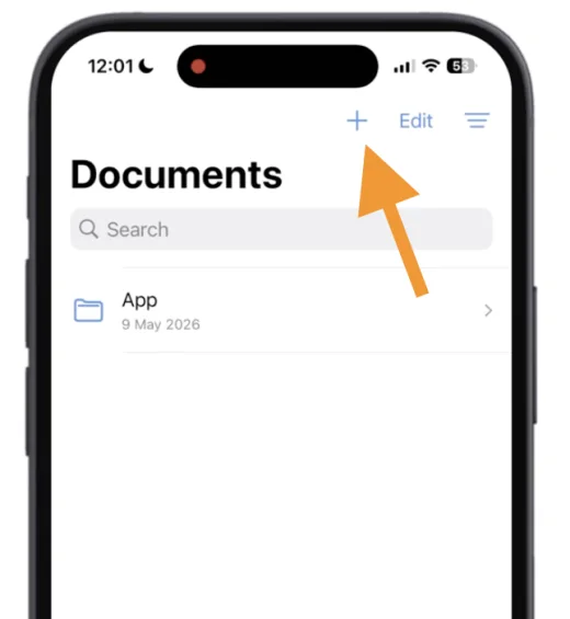 Ksign Library tab with the plus button highlighted