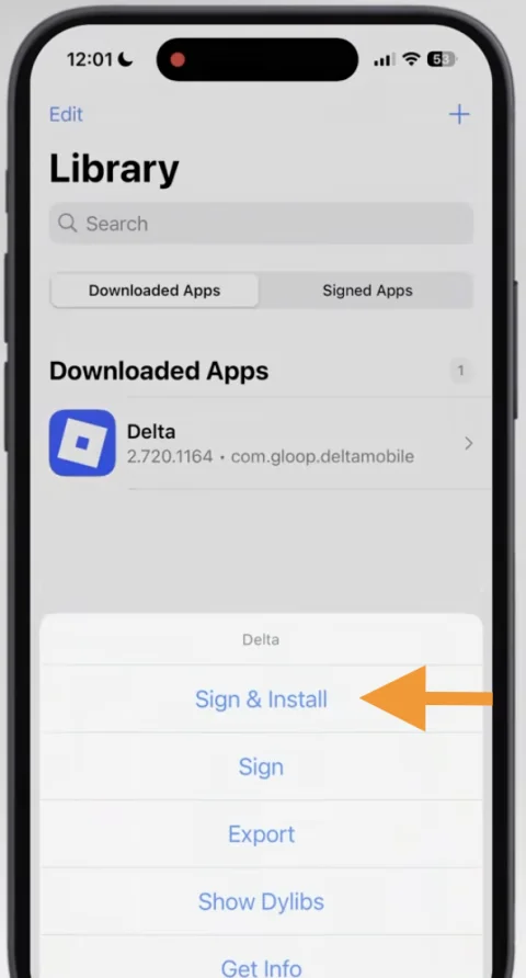 Ksign Sign and Install action